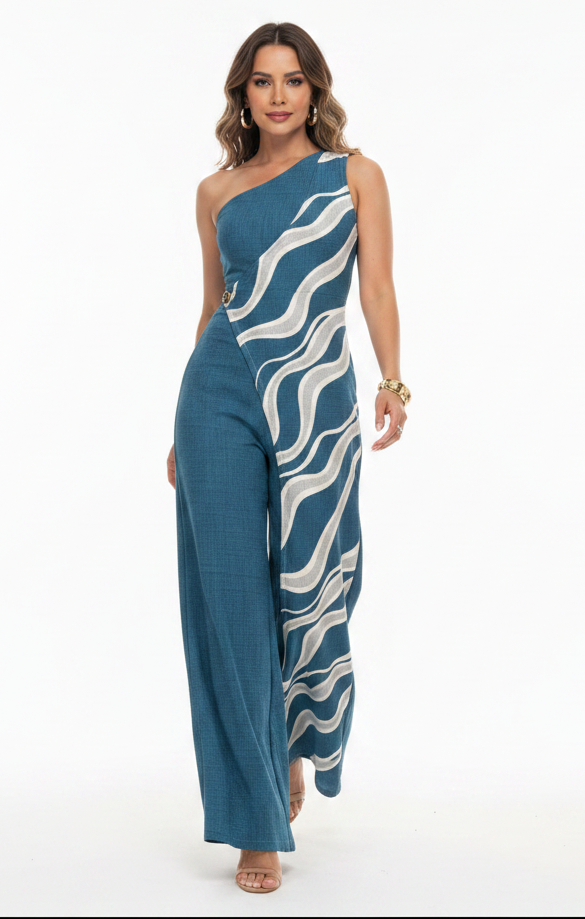 Chic Colorblock Wide-Leg Jumpsuit for Women | Elegant Design, Comforta