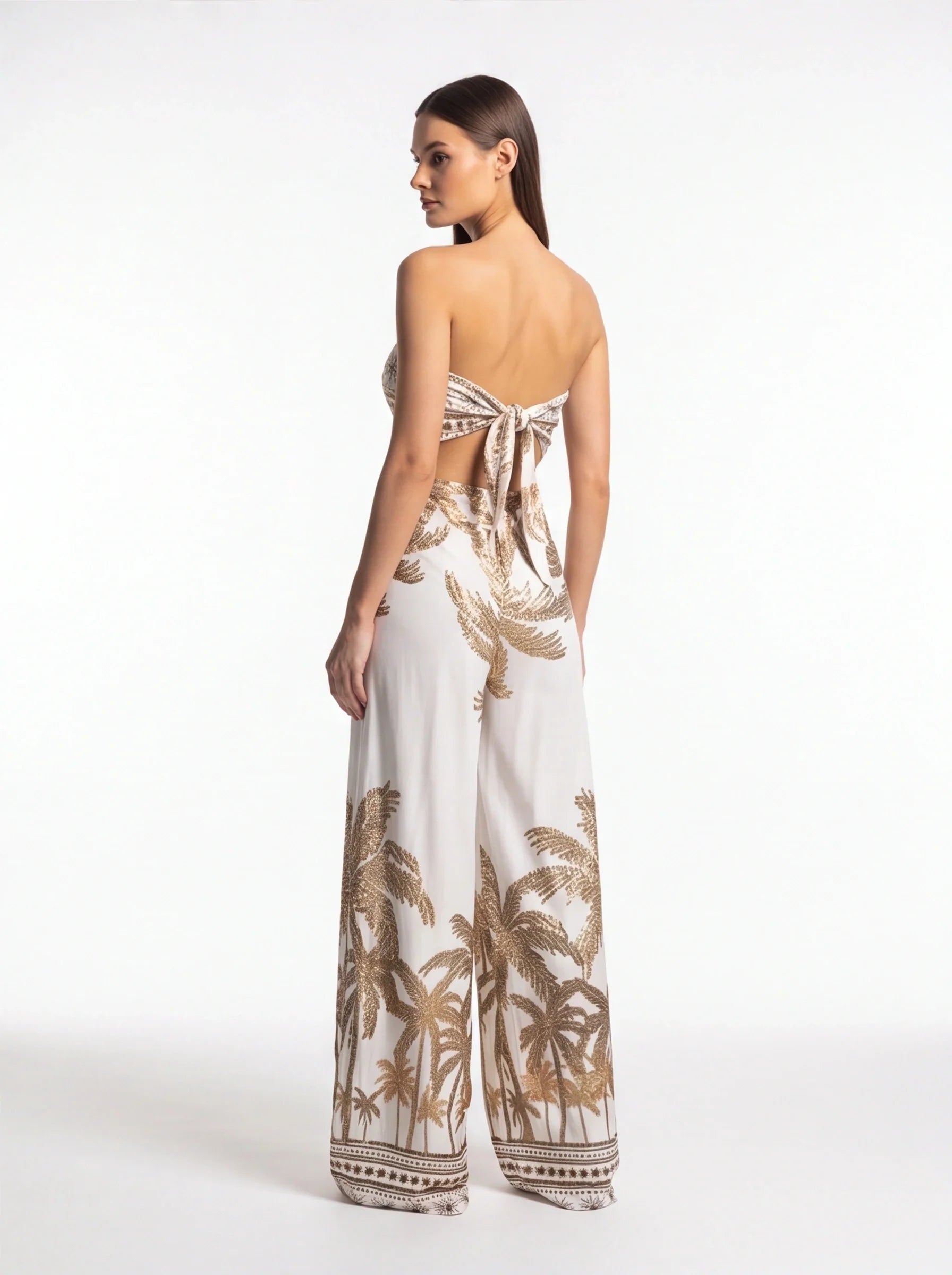 Stylish Tropical Casual Jumpsuit with Adjustable Straps & Pockets