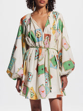 Unique Art Print Bubble Graceful Long Sleeve Versatile Mini Dress White / S Dresses
