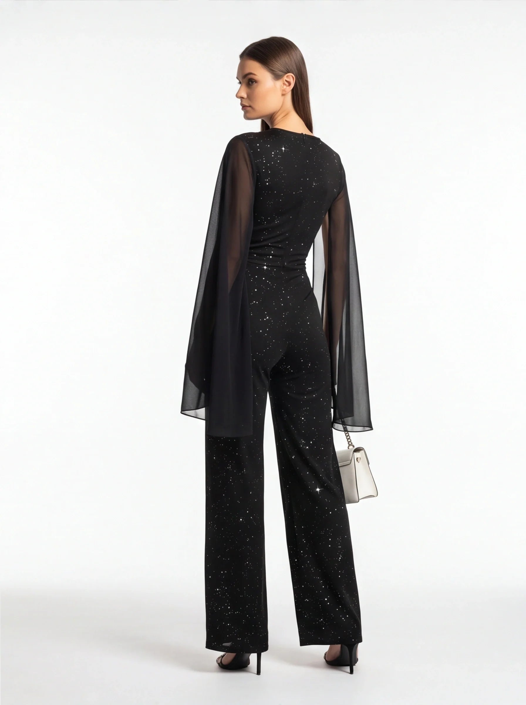 Elegant Glitter Chiffon Jumpsuit for Women | Stylish & Versatile