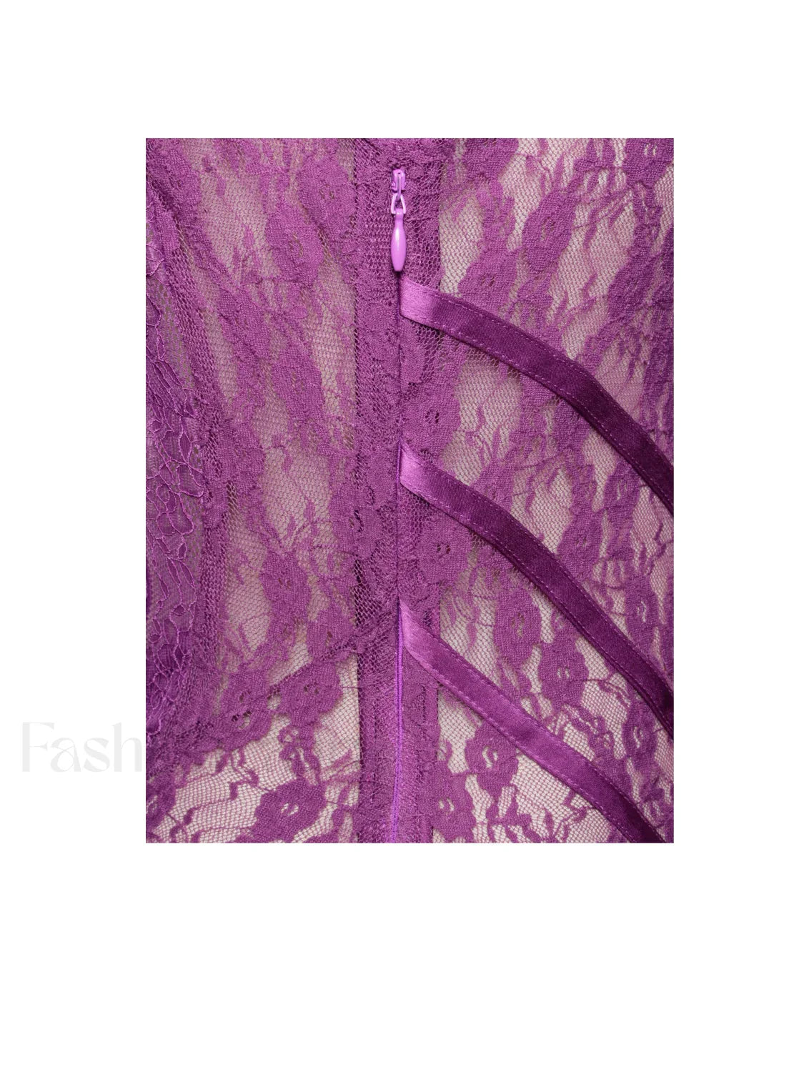 Quartney Purple Long Sleeve Graceful Lace Satin Mini Dress