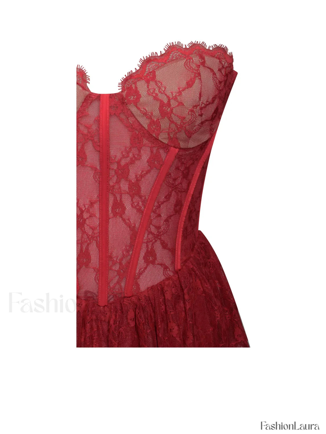Quennell Burgundy Lace Charming Corset Maxi Dress