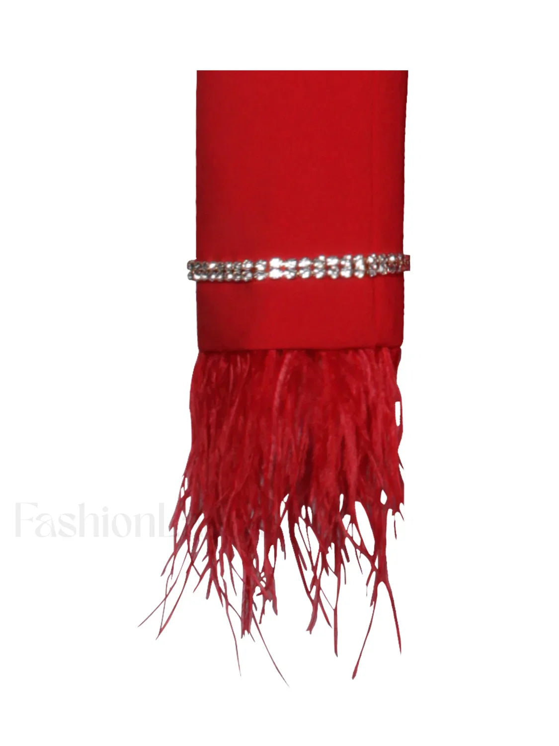 Quilla Red Feather Crystal Graceful Sleeve Backless Blazer Dress