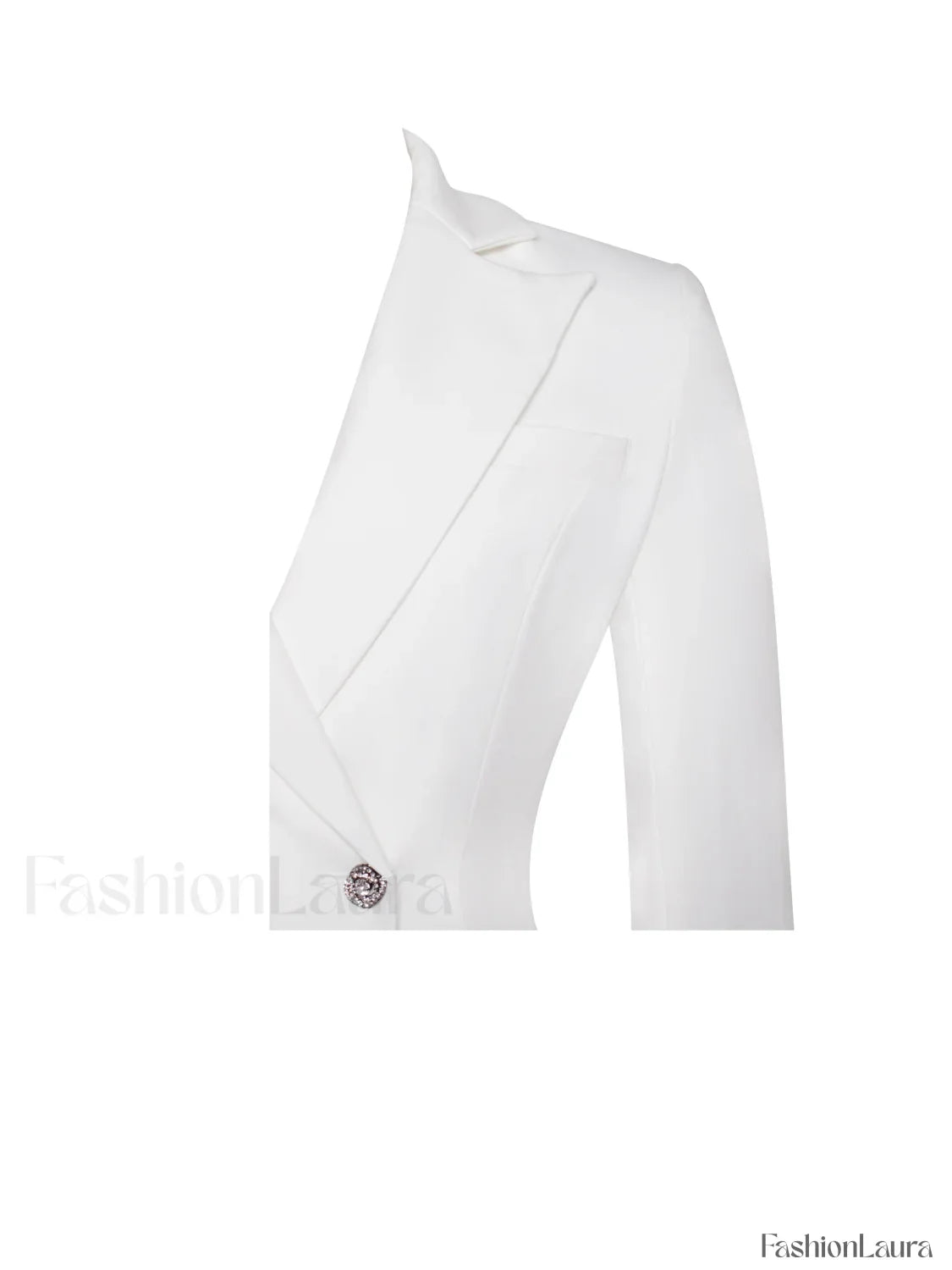 Quilla White Feather Crystal Graceful Sleeve Backless Blazer Dress