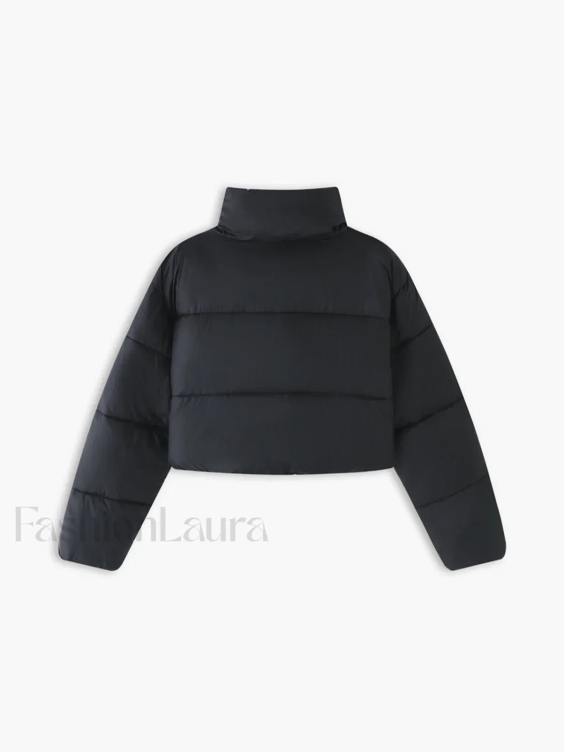 Quilted Puffer Mock Trendy Neck Crop Coat