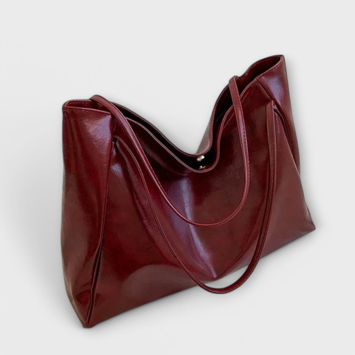 Faux Leather Slouchy Shoulder Tote Bag