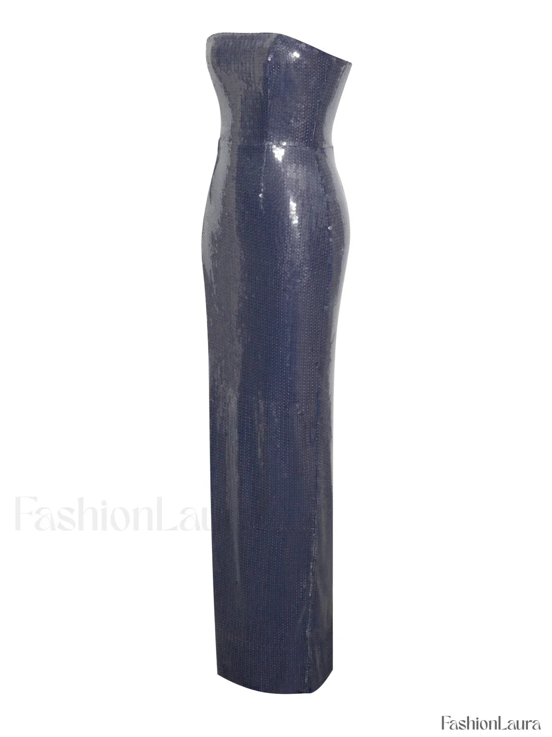 Ramona Navy Sequin Strapless Graceful High Slit Maxi Dress