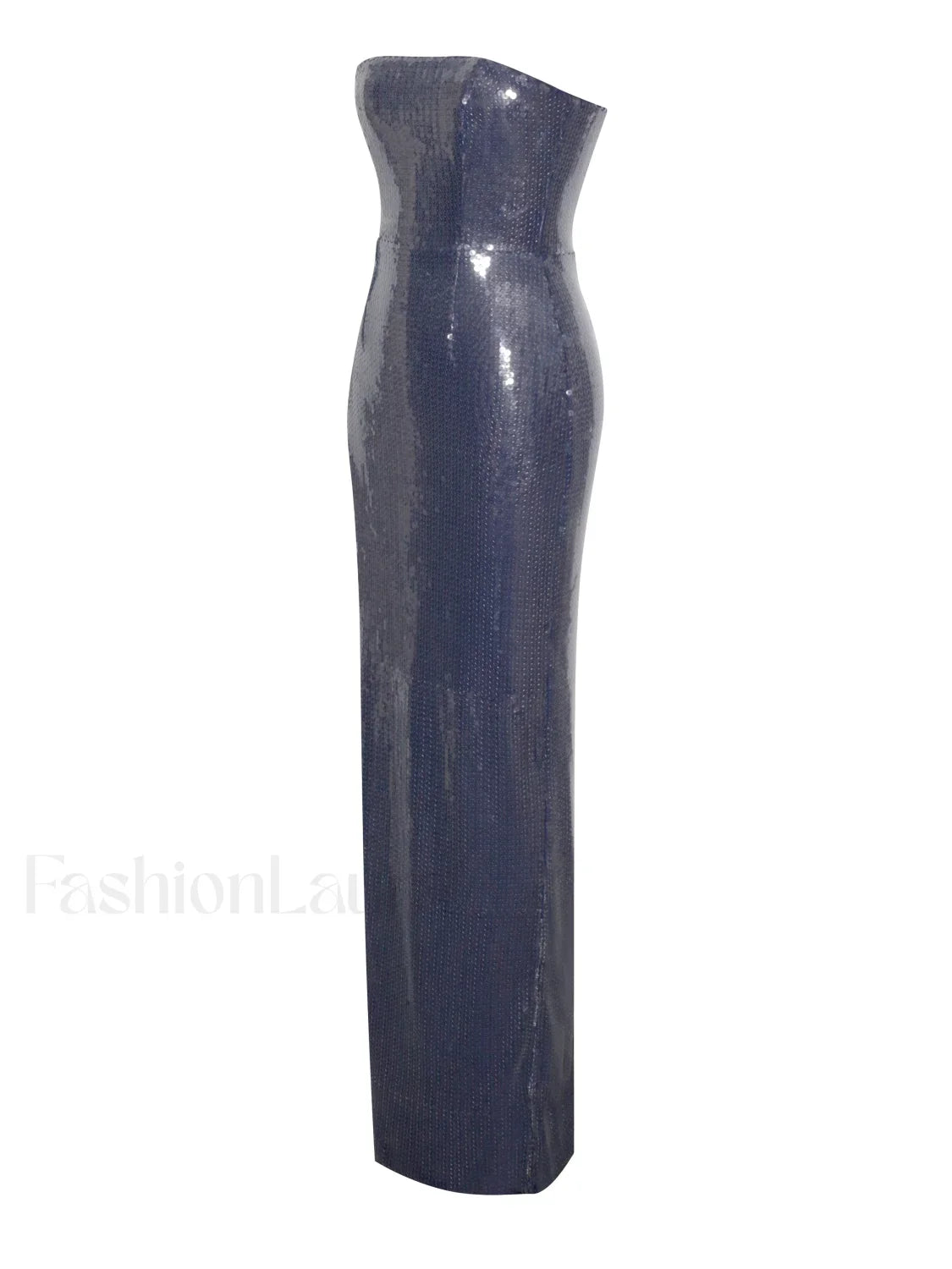 Ramona Navy Sequin Strapless Graceful High Slit Maxi Dress