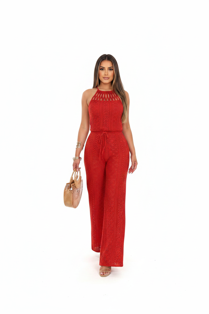 Stylish Breathable Wide-Leg Jumpsuit with Adjustable Straps & Pockets