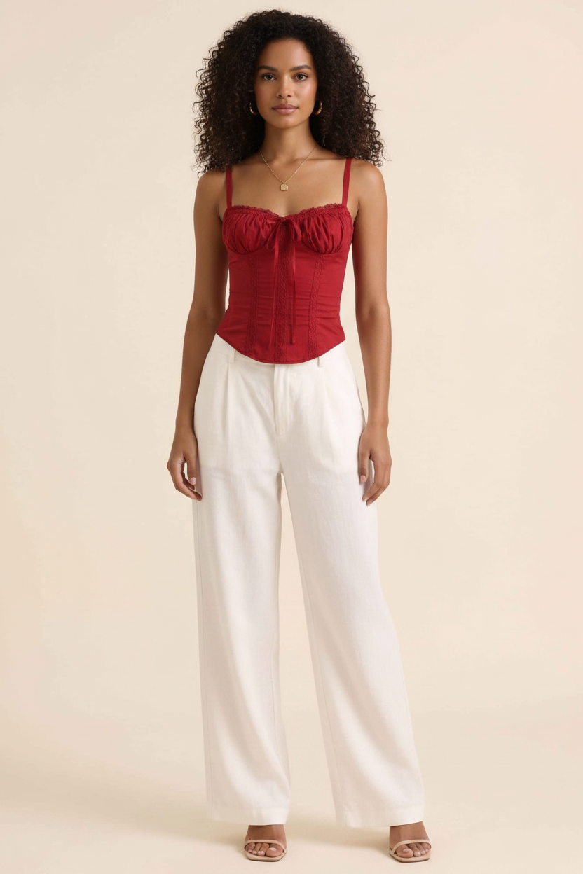 Elegant Structured Corset Cami Top with Adjustable Straps & Breathable