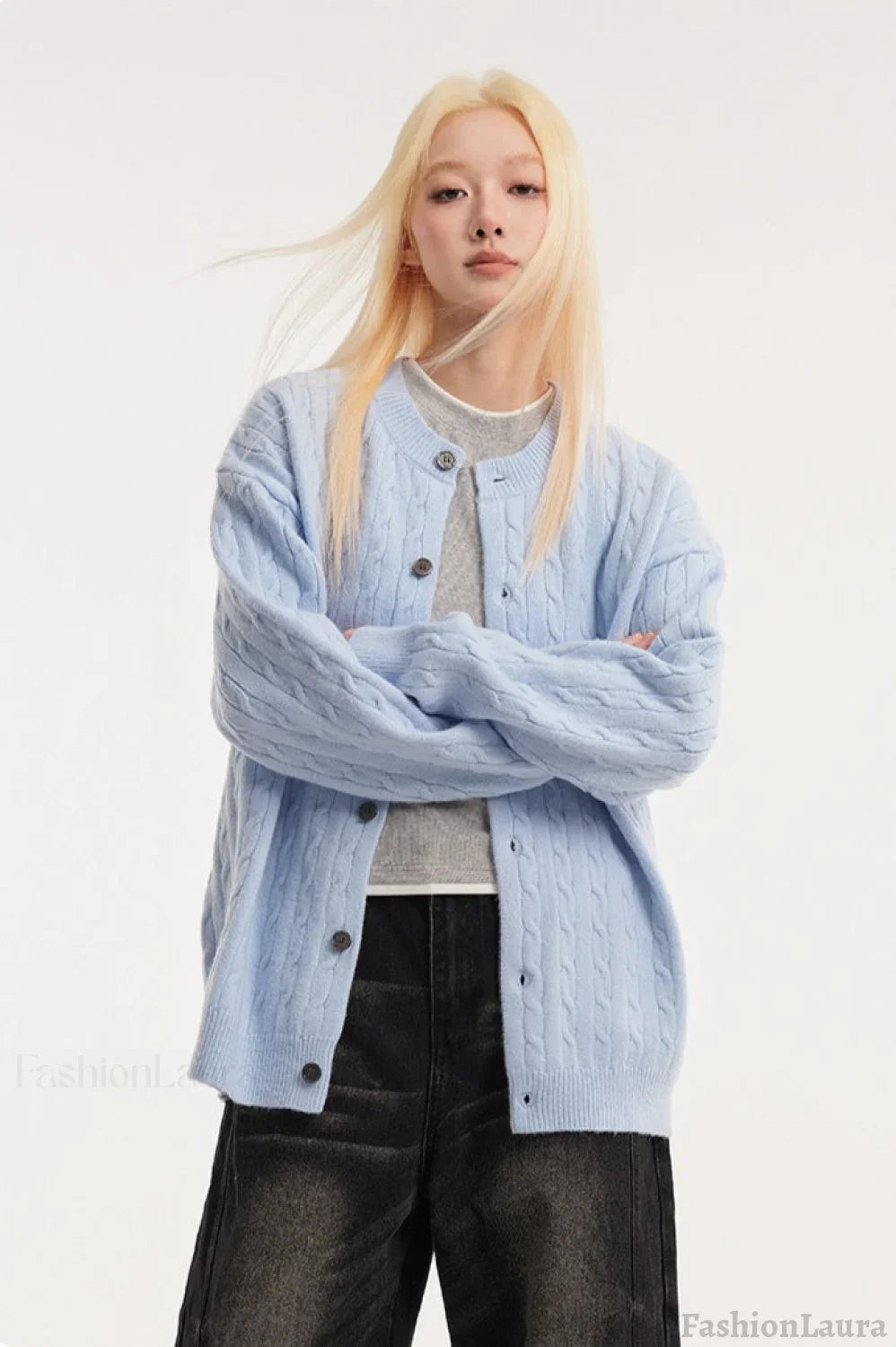 Relaxed Fit Cable Cardigan