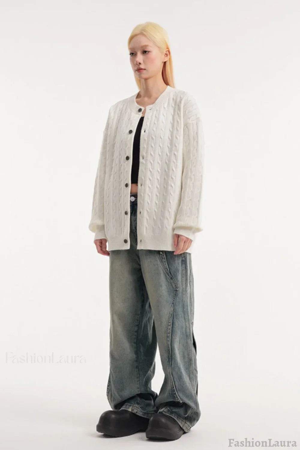 Relaxed Fit Cable Cardigan