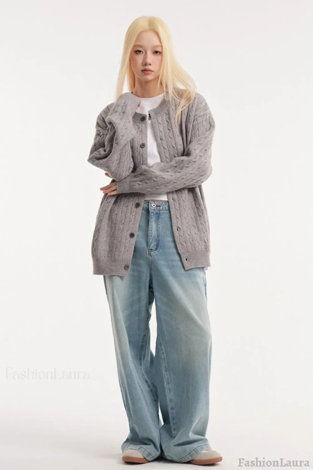 Relaxed Fit Cable Cardigan