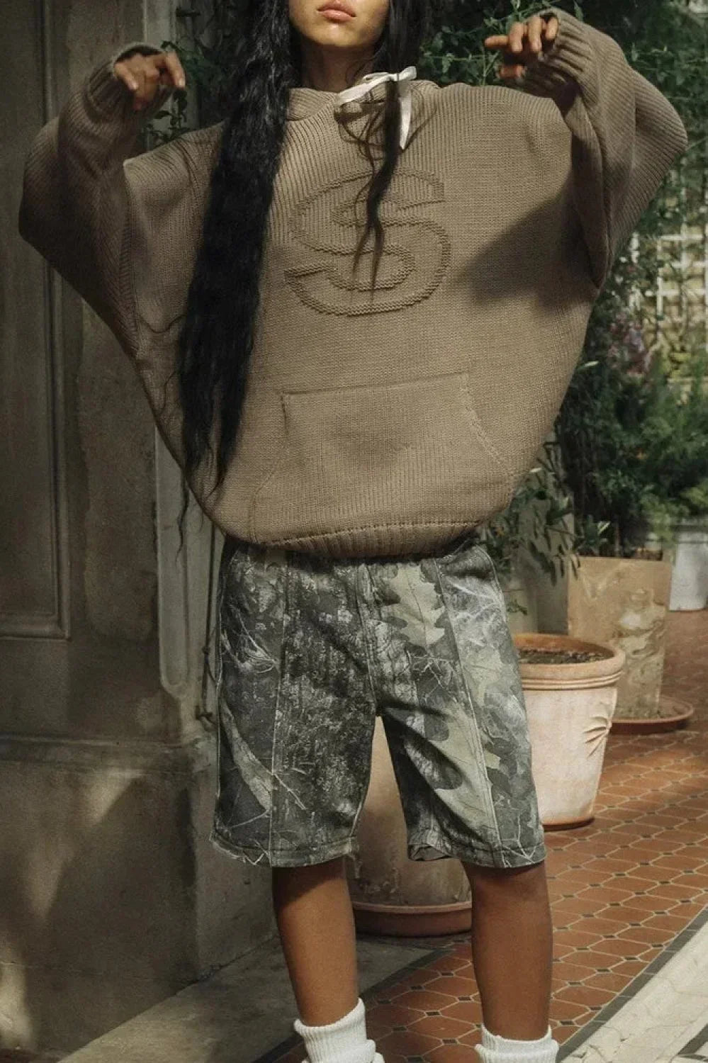 Relief Knitted Casual Loose Hoodie