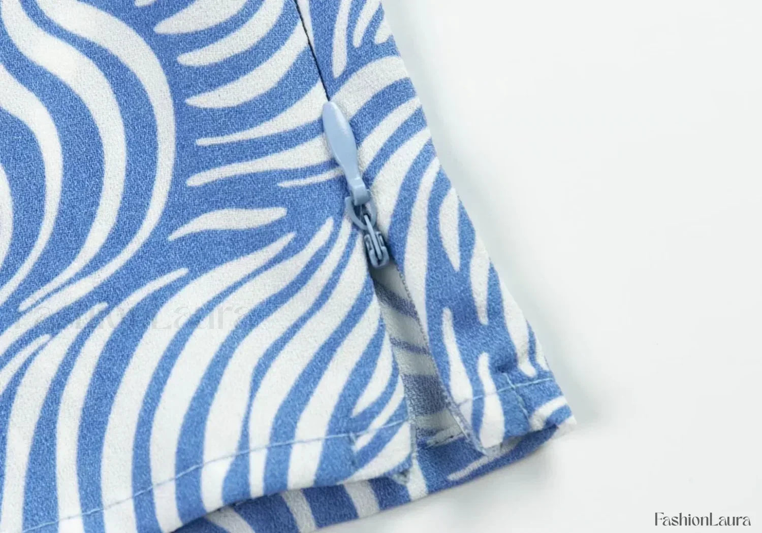 Retro Blue Zebra Striped Slim Cropped Tops Blouse