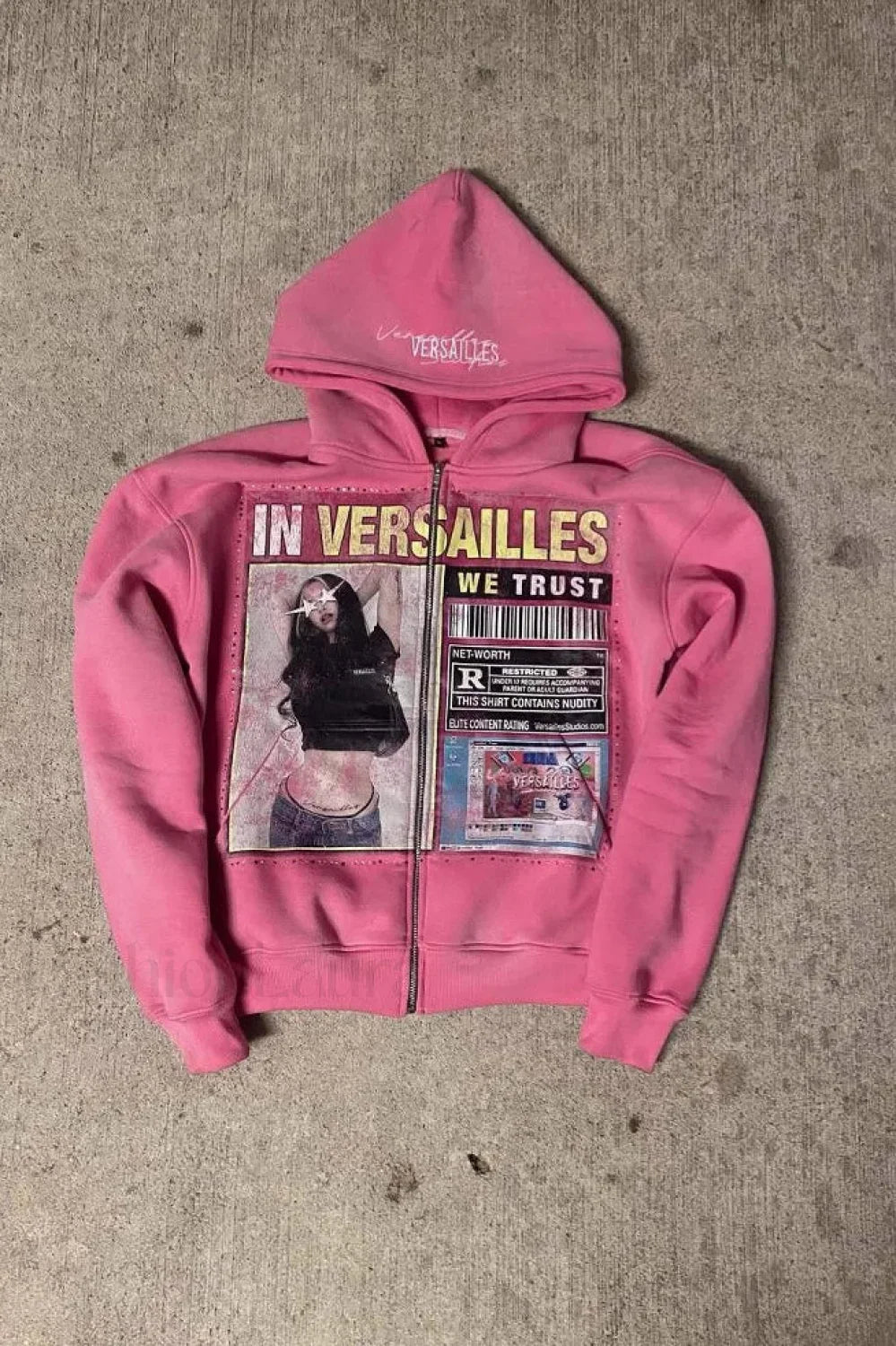 Retro Gothic Print Oversized Hoodie