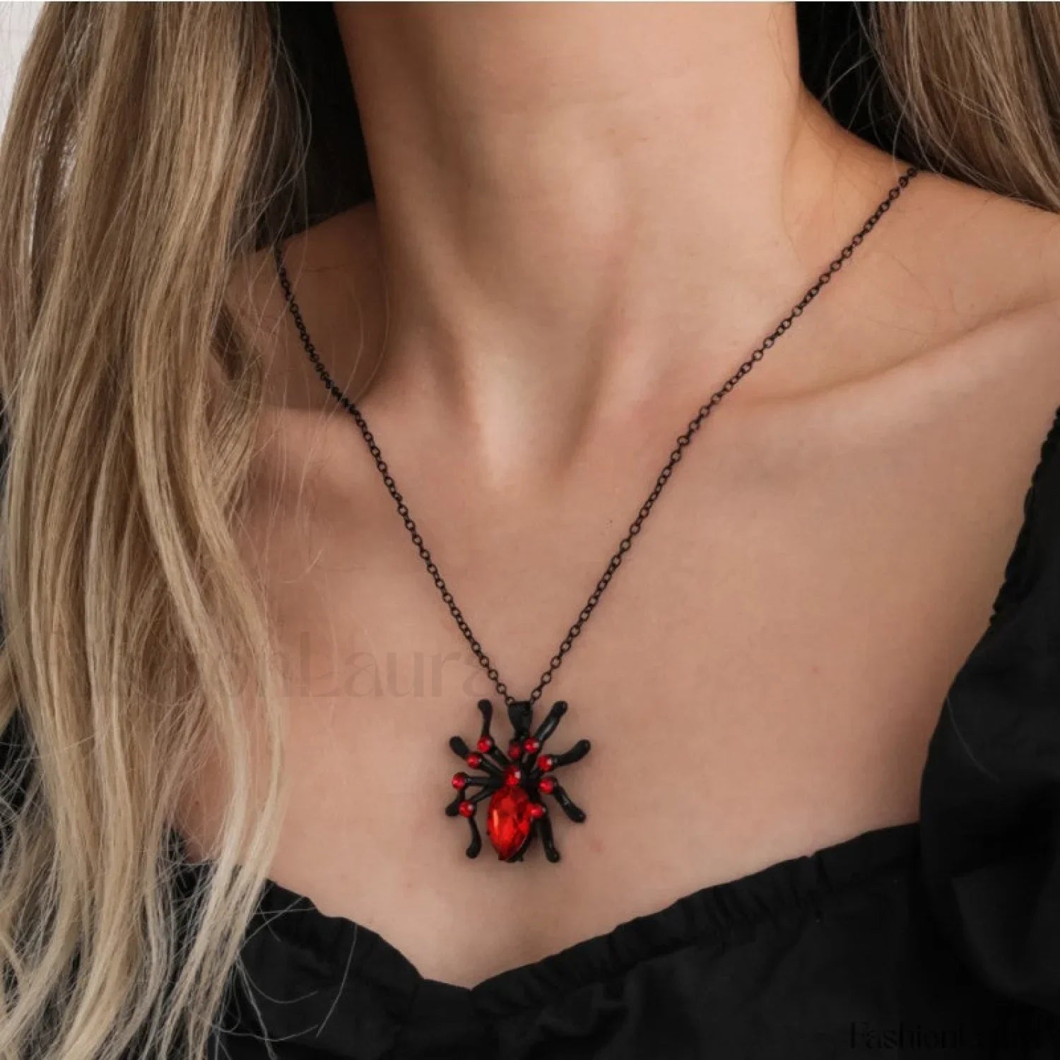 Retro Gothic Spider Pendant Punk Diamond Necklace