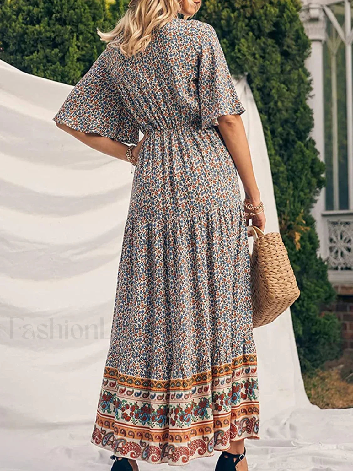 Retro High-Waist Boho Dress