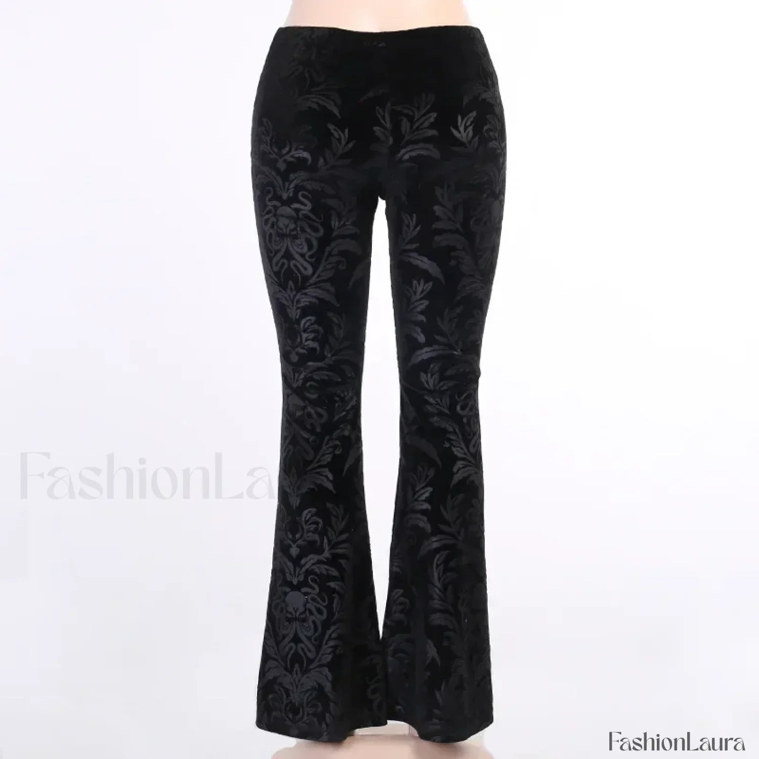 Retro Print Black Pants for Halloween Celebrations