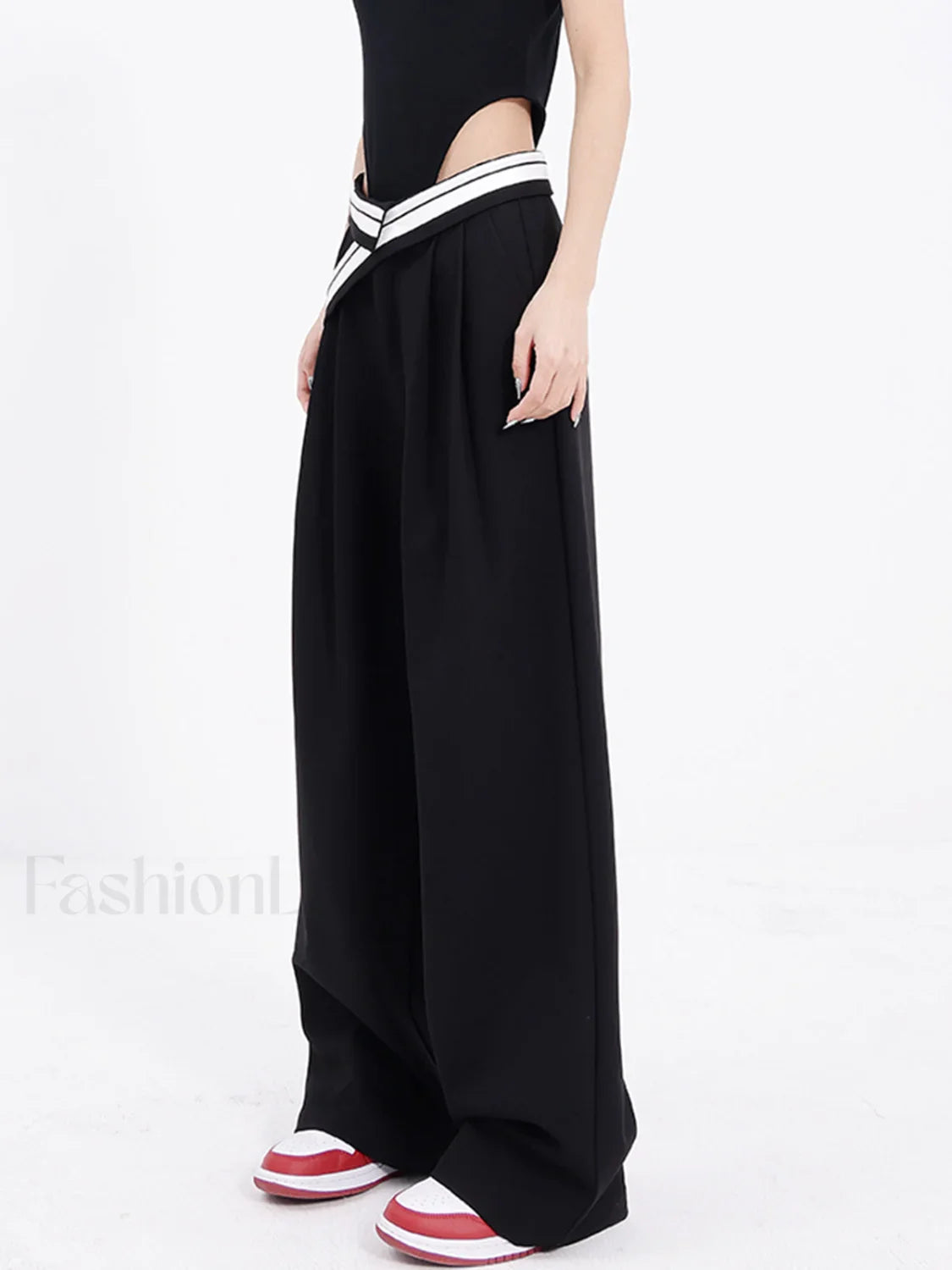 Reverse Waistband Baggy Trendy Wide Leg Pants