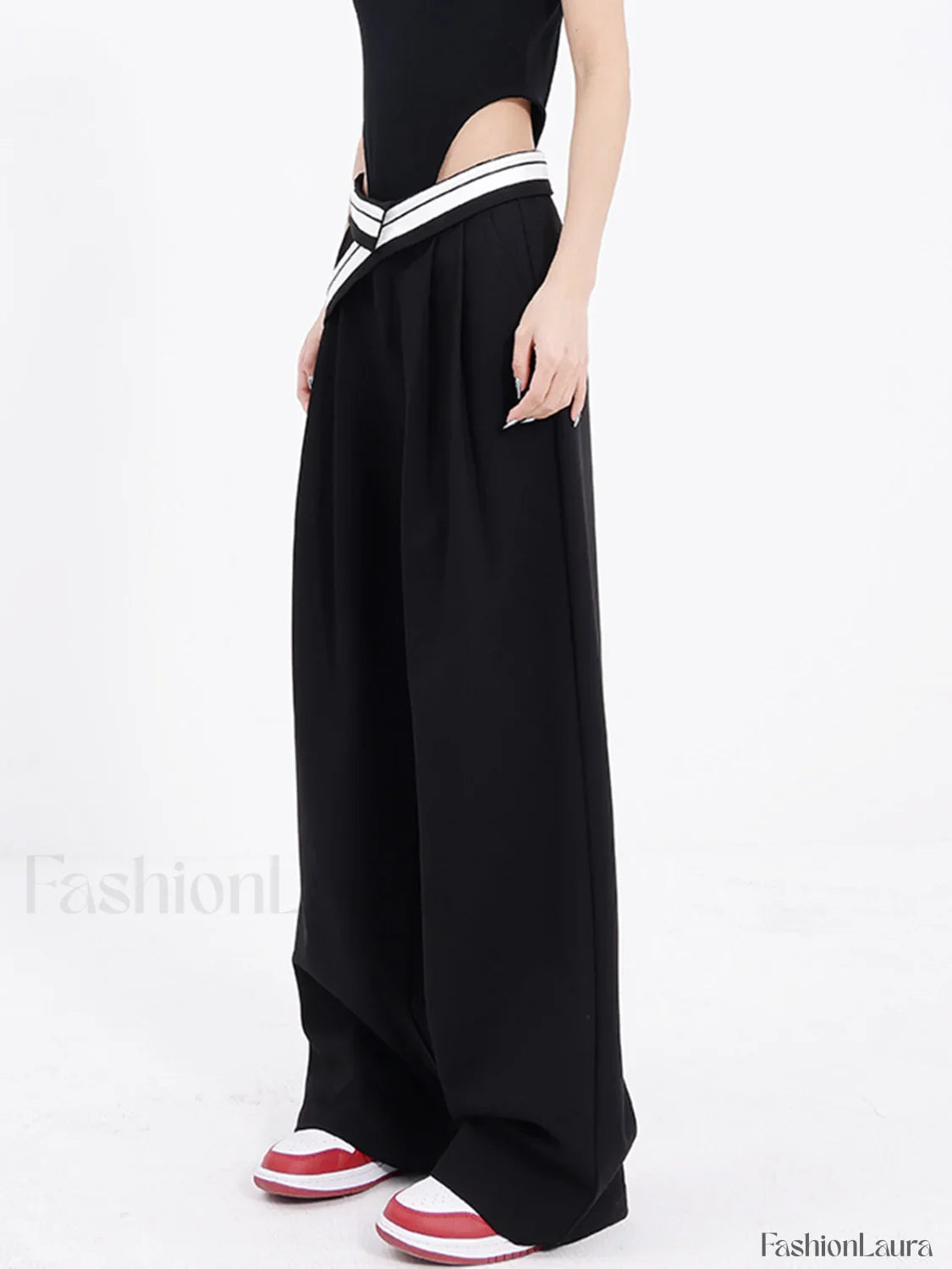 Reverse Waistband Baggy Trendy Wide Leg Pants