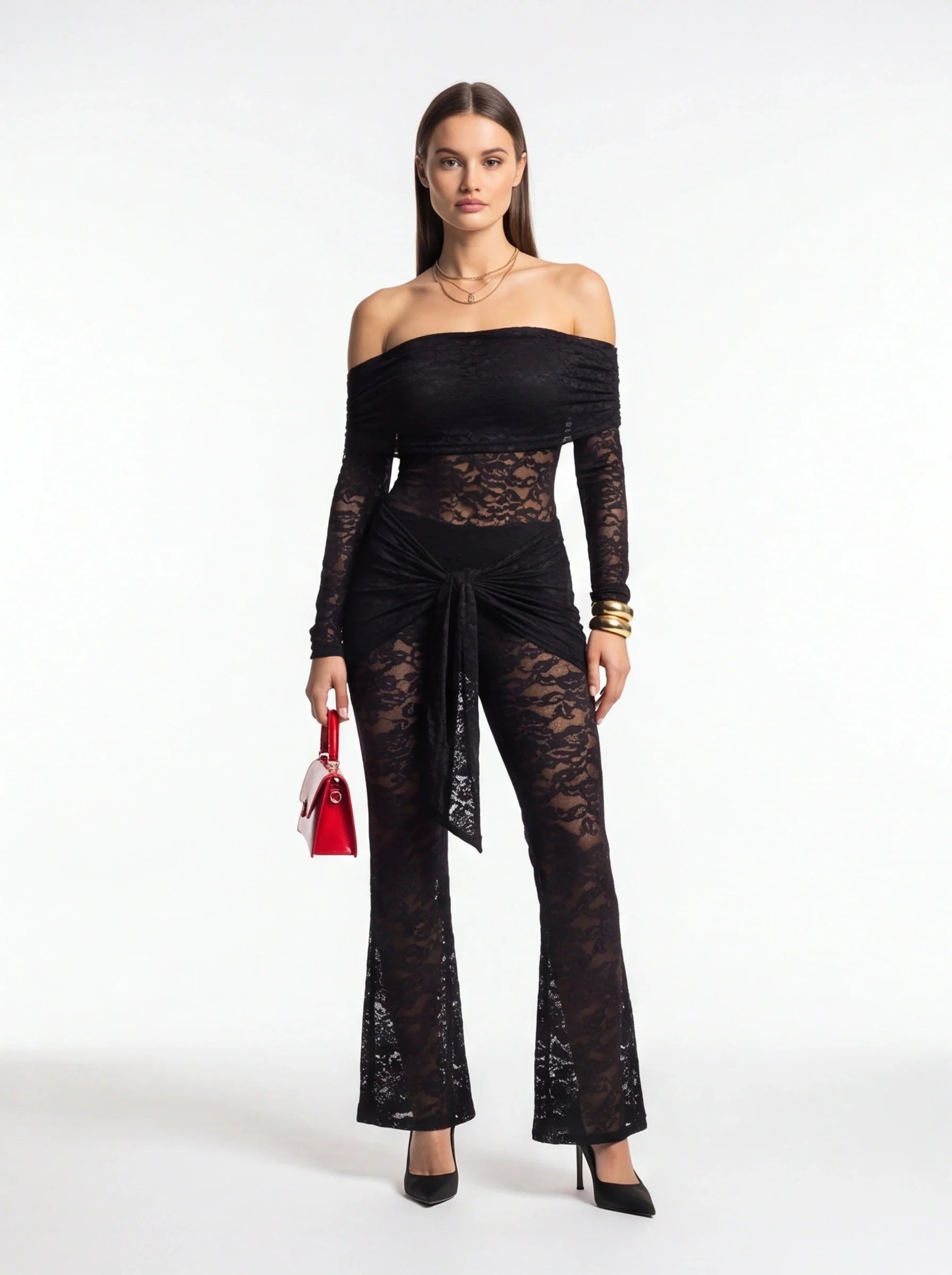 Elegant Black Lace Jumpsuit with Sleeveless Design and Flattering Fit - Jamota