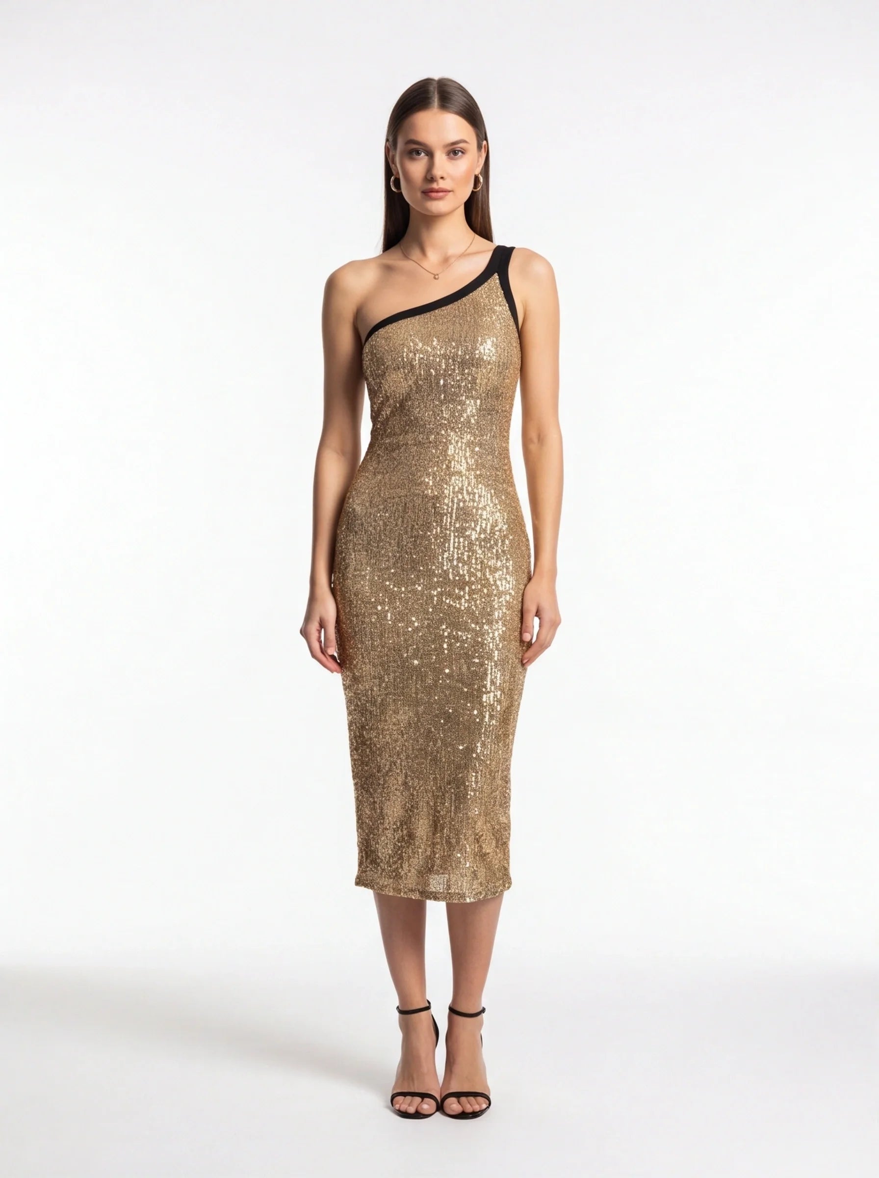 Glamorous Sequin Bodycon Midi Dress with Stretch Fit and Elegant Design