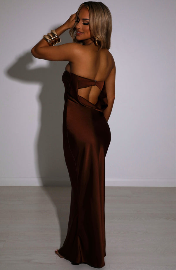 Satin Strapless Straight Neck Bias Cut Bodycon Maxi Dress 16