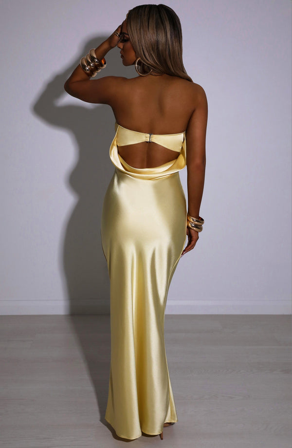 Satin Strapless Straight Neck Bias Cut Bodycon Maxi Dress 10