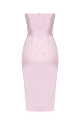 Rhinestone Sweetheart Strapless Satin Mini Cocktail Party Dress - Pink 4