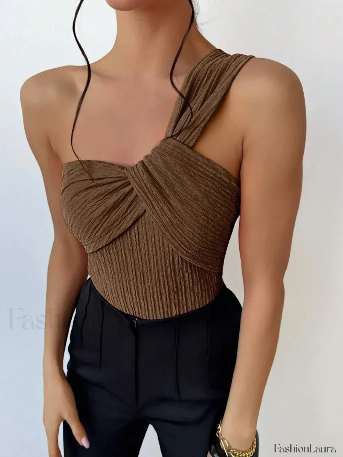 Ribbed One Shoulder Cut Out One Piece