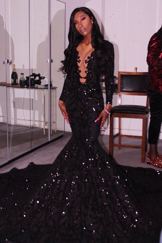 Princess Black Girl Long Prom Dress Mermaid Dresses