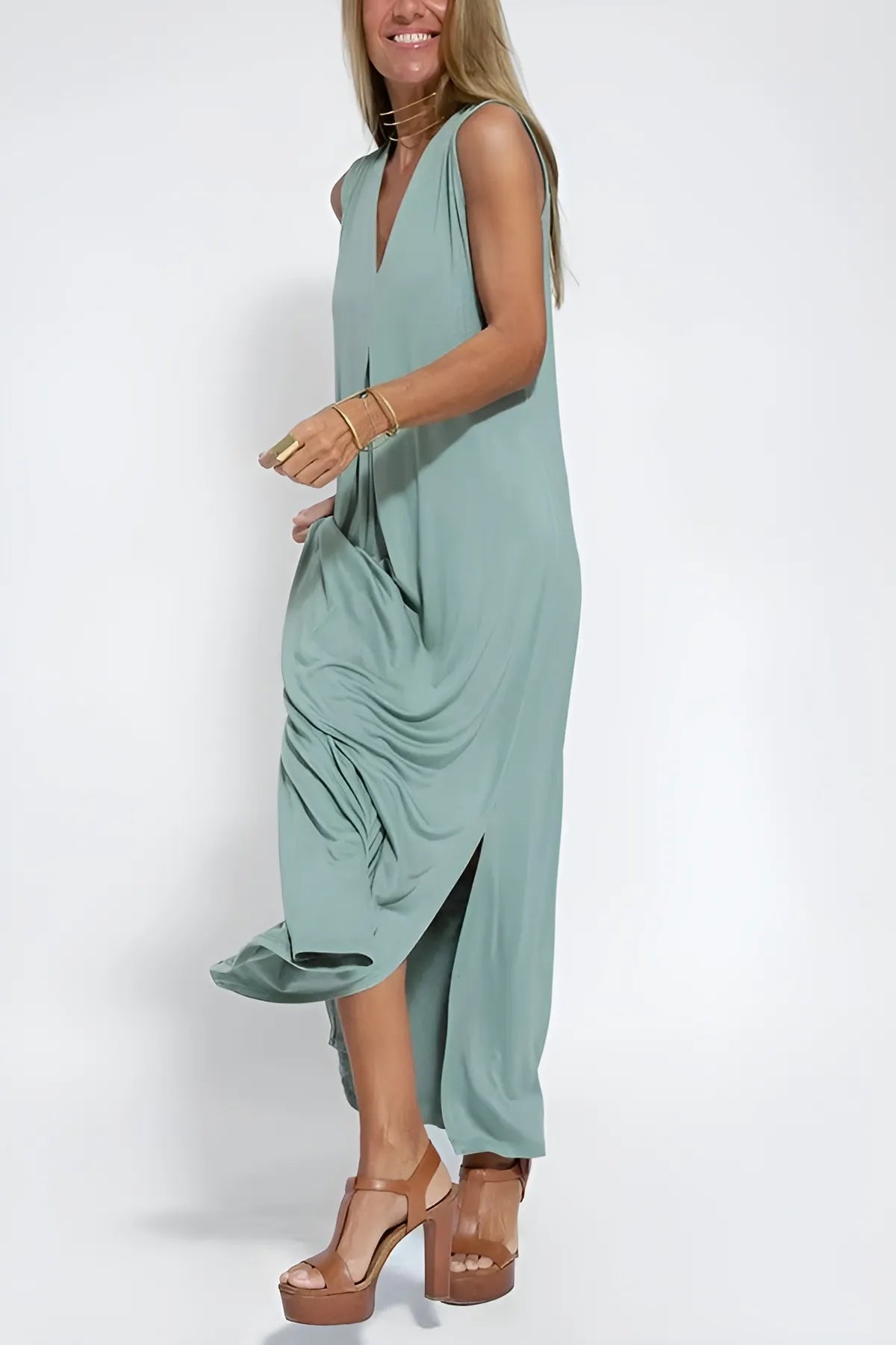 Sleeveless Maxi Dress and Duster Cardigan Two Piece Set 6