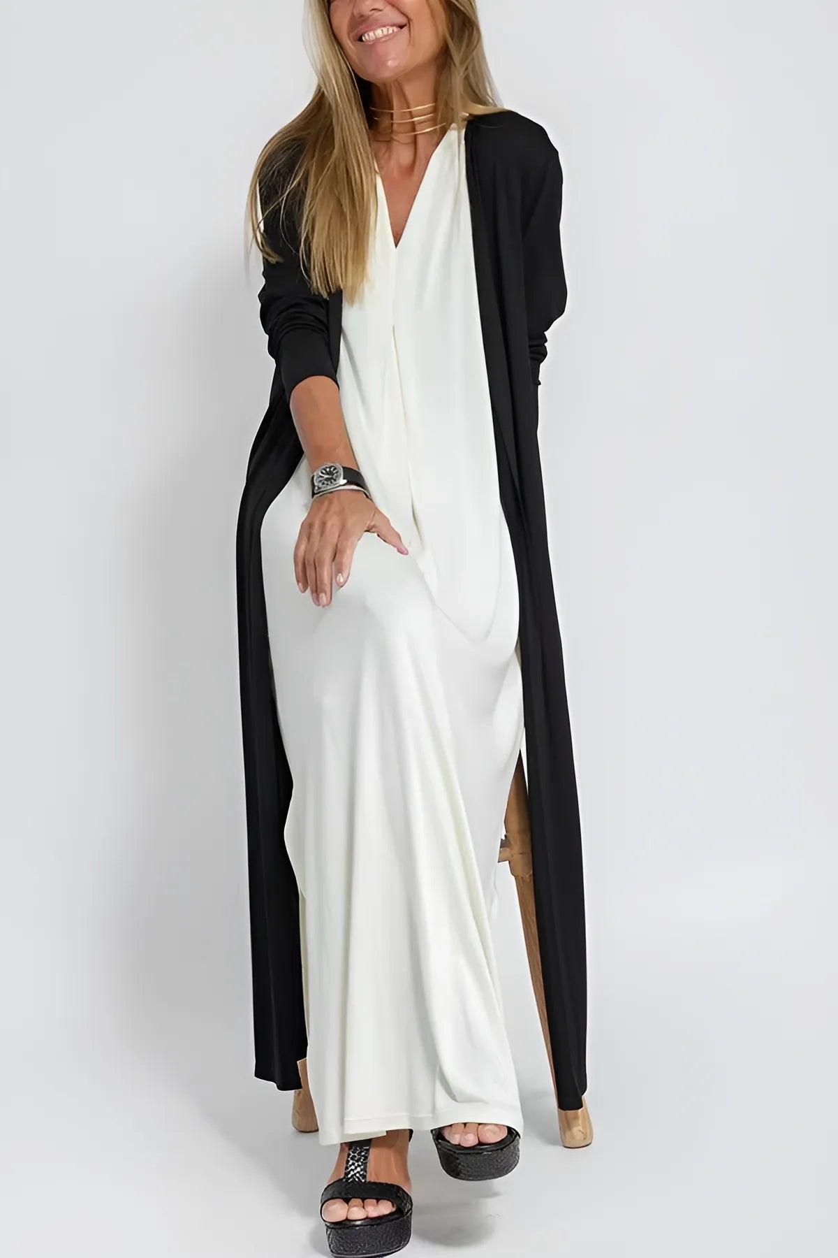 Sleeveless Maxi Dress and Duster Cardigan Two Piece Set 13