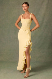 Corset Sequin Ruffle High Low Two Piece Set