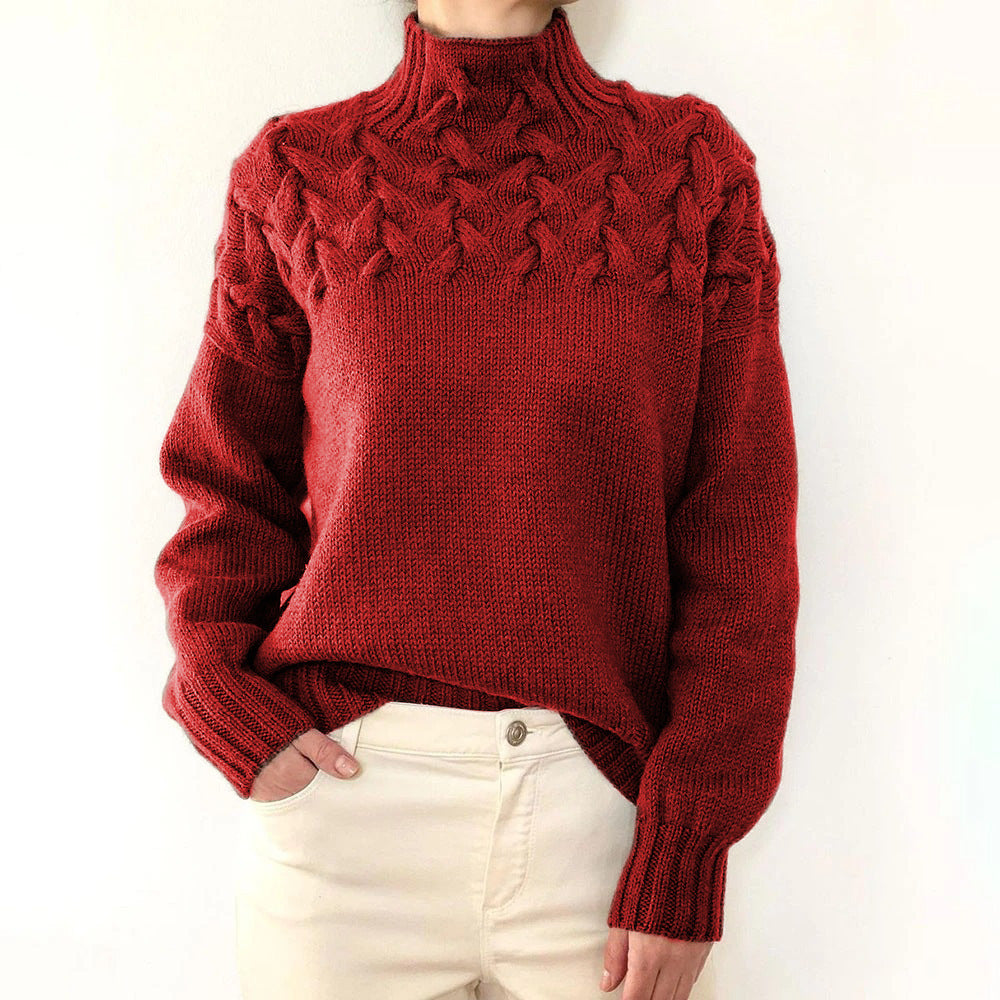 Turtleneck Cable Knit Long Sleeve Sweater