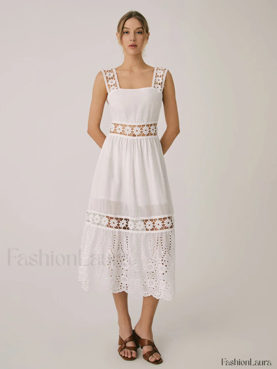 Romantic Lace Graceful Patchwork Midi Dress