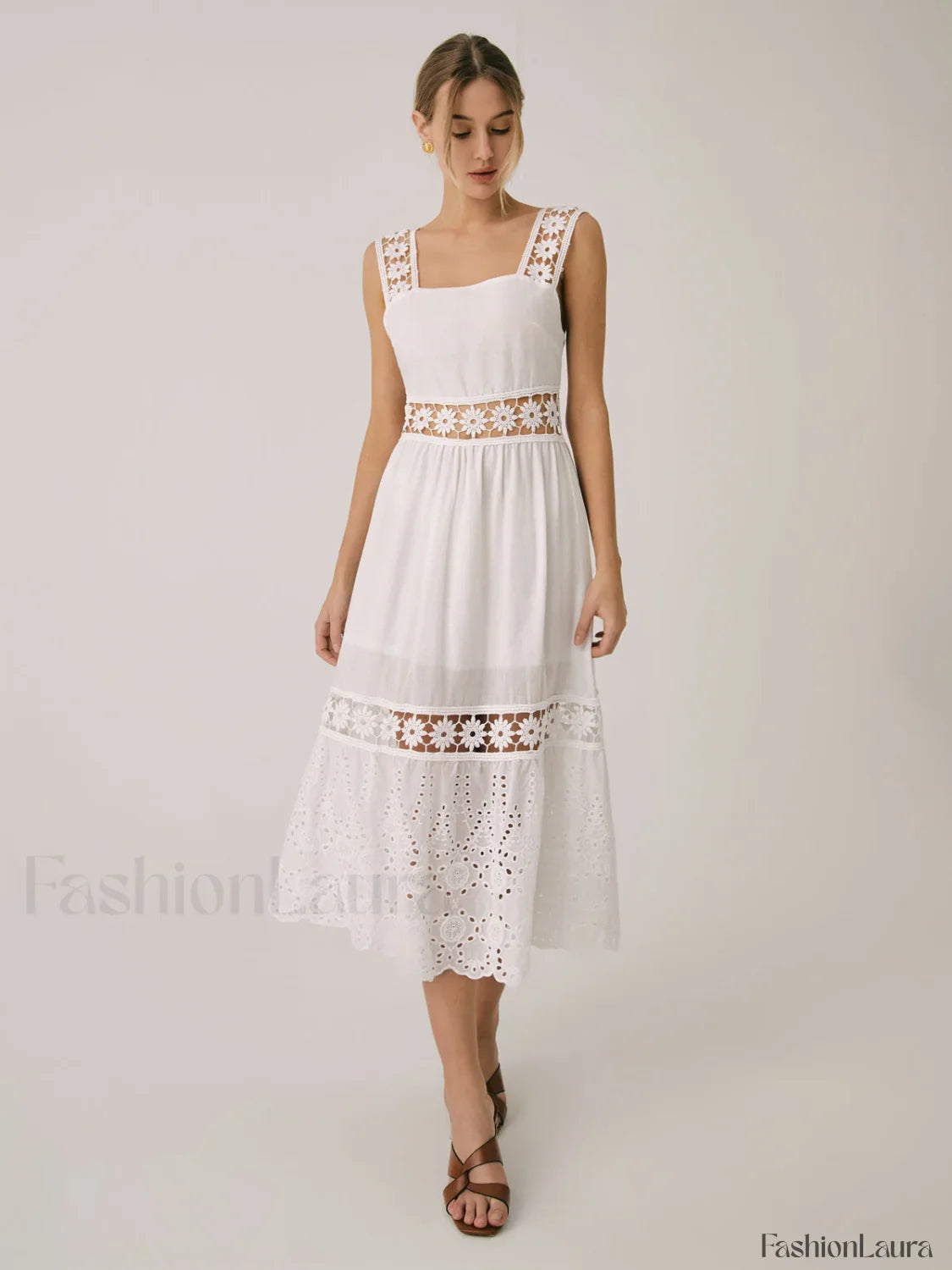 Romantic Lace Graceful Patchwork Midi Dress