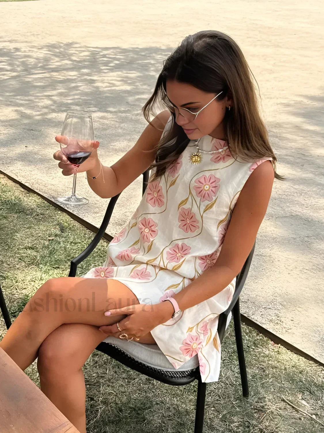 Romantic Print Sleeveless Short Dress White / XS Dresses