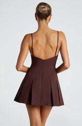Boat Neck Sleeveless Pleated Fit and Flare Mini Dress 5