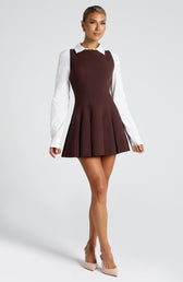 Boat Neck Sleeveless Pleated Fit and Flare Mini Dress 7