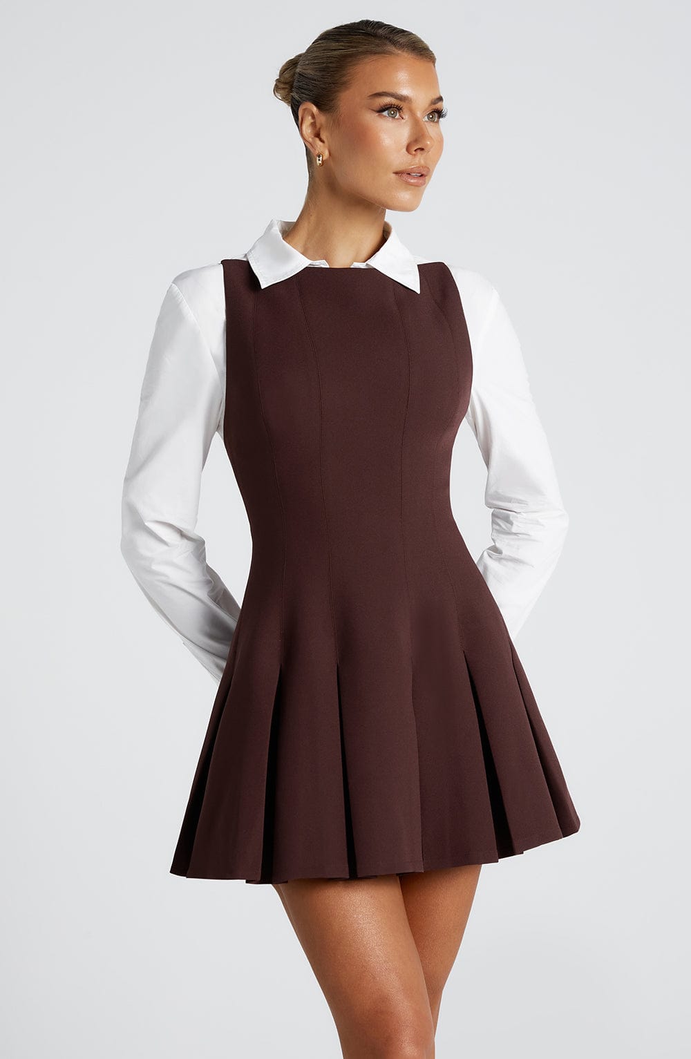 Boat Neck Sleeveless Pleated Fit and Flare Mini Dress 6
