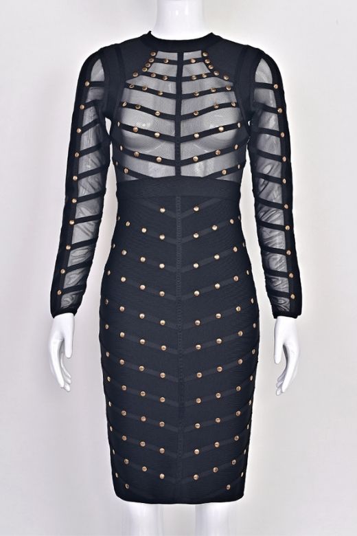 Rosa Long Sleeve Bodycon Dress - Classic Black