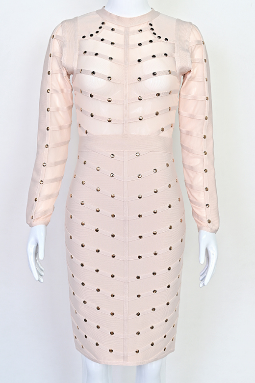 Rosa Long Sleeve Bodycon Dress - Cream