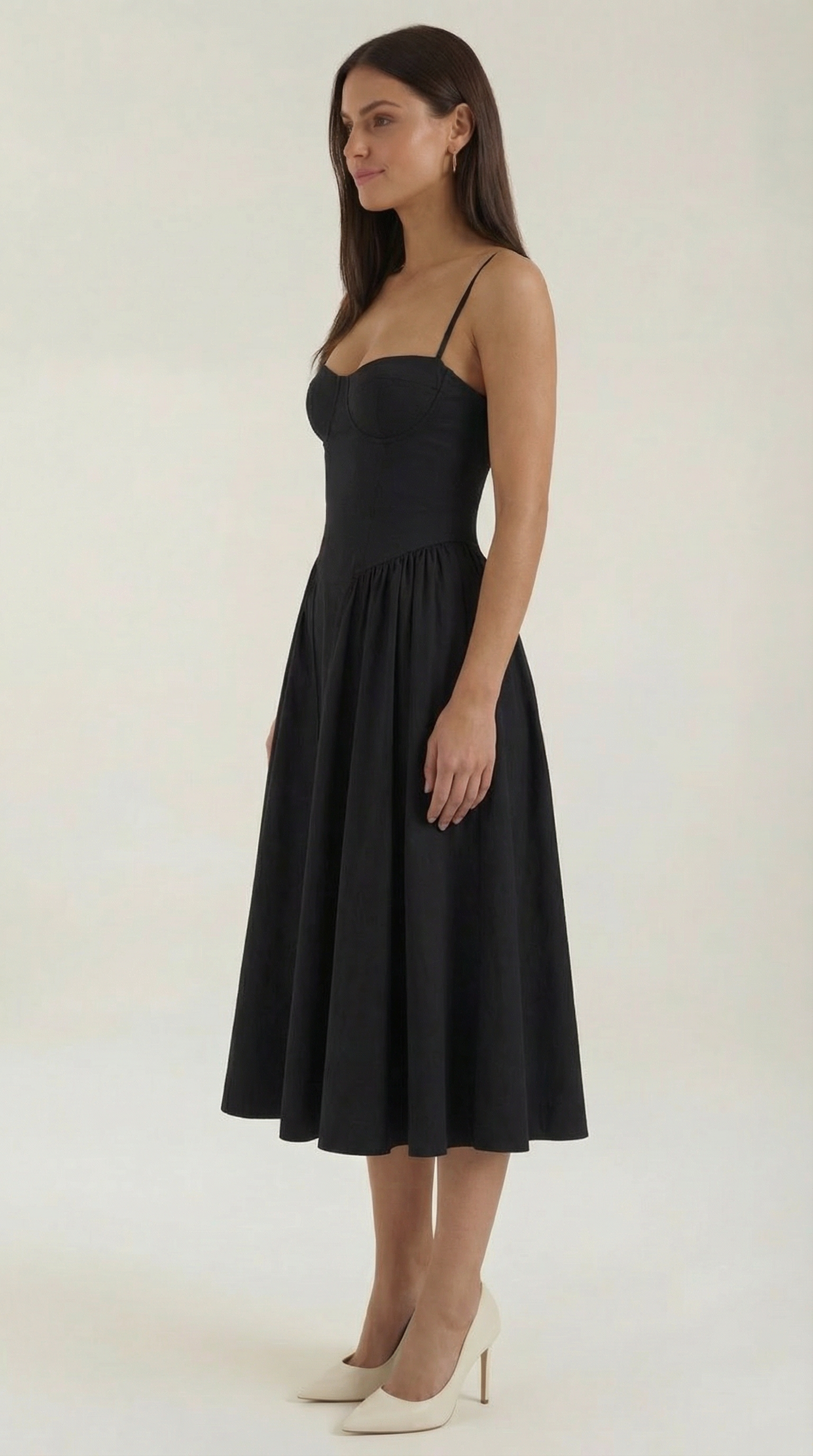 Floral Sweetheart Corset A-Line Midi Dress 7
