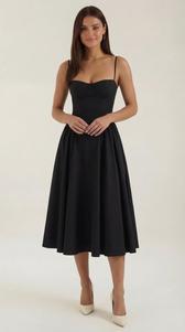 Floral Sweetheart Corset A-Line Midi Dress 6