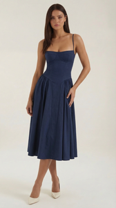 Floral Sweetheart Corset A-Line Midi Dress 16