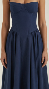Floral Sweetheart Corset A-Line Midi Dress 18