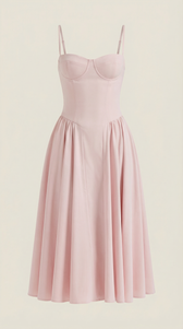 Floral Sweetheart Corset A-Line Midi Dress 30