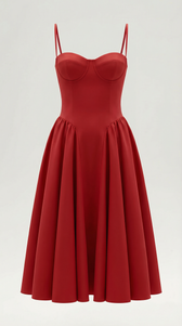 Floral Sweetheart Corset A-Line Midi Dress 25